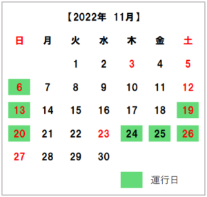 ツアー催行予定日　2022年11月